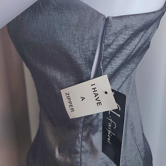 S.L. Fashions Cap Slv Petal One Shldr Sheath Dress Size 8 Color is Nickel (NWT) - Picture 9 of 16